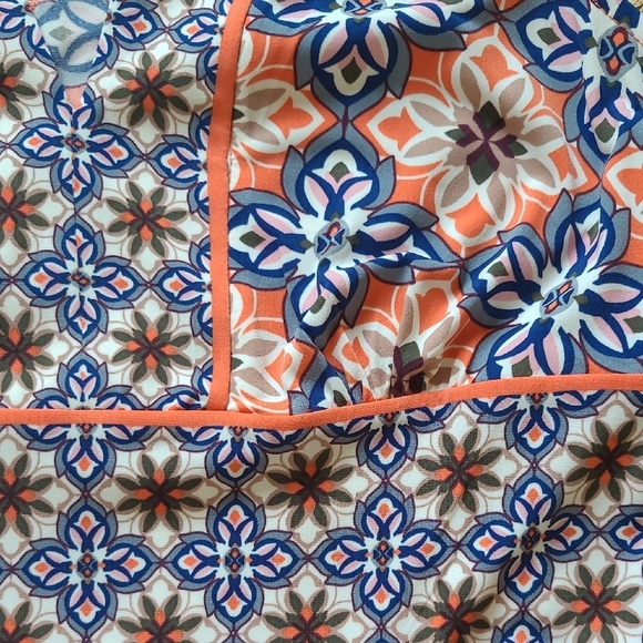 Wisp Petites Orange and Blue Floral Print Sleeveless Sundress - Size 8P (Petite) - Picture 3 of 6